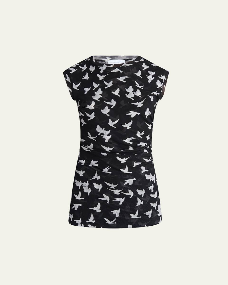Mesh Flying Bird Haze Ruched Top